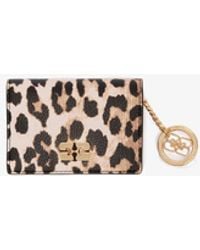 Ganni - Leopard Grained Bou Card Holder With Flap - Lyst