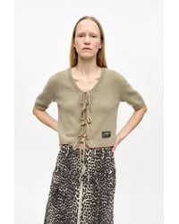 Ganni - Future Wool Mix Short Sleeve Cardigan - Lyst