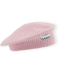 Ganni - Pink Wool Beret - Lyst