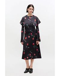 Ganni - Printed Circle Collar Midi Dress - Lyst