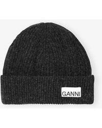 Ganni - Light Structured Rib Knit Beanie Phantom - Lyst