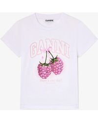 Ganni - Baby Fit T-Shirt With Raspberry - Lyst