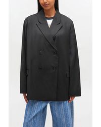 Ganni - Double-Breasted Wool Blazer - Lyst