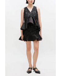 Ganni - Satin Cloque Peplum Top - Lyst