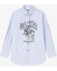 Ganni - Stripe Logo Shirt - Lyst