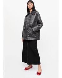 Ganni - Shiny Quilt Midi Jacket Nylon - Lyst