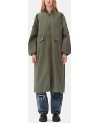 Ganni - Green Tech Seersucker Oversized Shell Coat - Lyst