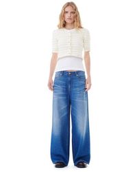Ganni - Blue Denim Wide Jeans - Lyst
