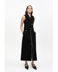 Ganni - Jupe Contrecollée En Crêpe Noir En Taille Polyestere Recyclé - Lyst