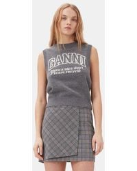 Ganni - Grey Graphic Weste - Lyst