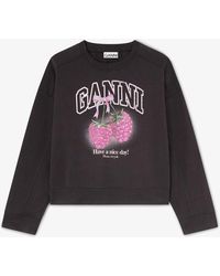 Ganni - Crewneck With Raspberries - Lyst
