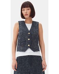 Ganni - Dark Blue Fluffy Denim Weste - Lyst