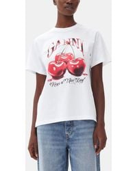 Ganni - Basic Jersey Cherry Relaxed T-shirt - Lyst