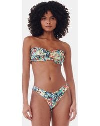 Ganni - Recycled Printed Ruffle Bandeau Bikini Top - Lyst