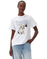 Ganni - Relaxed Cat T-shirt - Lyst