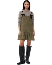 Ganni - Checkered Woollen Mini Kleid - Lyst