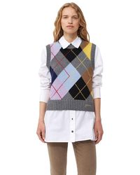 Ganni - Wool Vest With Argyle Pattern - Lyst
