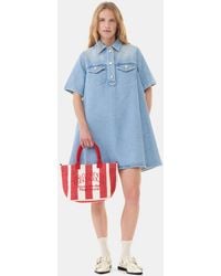 Ganni - Light Denim Mini Dress - Lyst