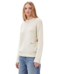 Ganni - White Brushed Alpaca O-neck Sweater - Lyst