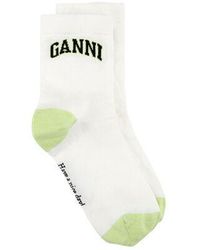 Ganni - White/green Socks - Lyst