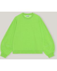 Ganni Software Isoli Puff Sleeve Sweatshirt Flash Green Size Xxs