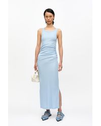 Ganni - Soft Cotton Rib Tank Top Long Dress - Lyst