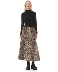 Ganni - Leopard Printed Elasticated Maxi Skirt - Lyst