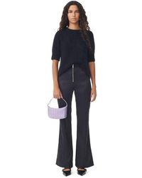 Ganni - Double Satin Flared Trousers - Lyst