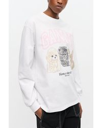 Ganni - Animal Print Long-Sleeve T-Shirt - Lyst