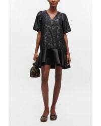 Ganni - Satin Cloque Mini Dress - Lyst
