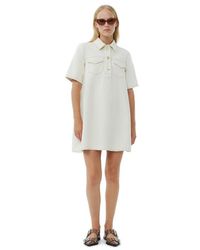 Ganni - White Heavy Denim Mini Dress - Lyst
