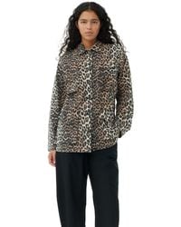 Ganni - Leopard Cotton Canvas Jacke - Lyst