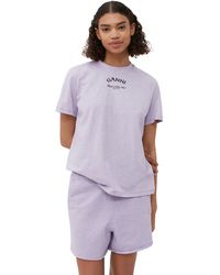 Ganni - Lässiges, lila T-Shirt mit O-Ausschnitt - Lyst