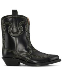 Ganni - Low Shaft Embroidered Western Boots - Lyst