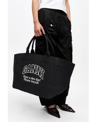 Ganni - Xxl Canvas Tote Bag - Lyst