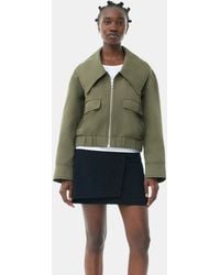 Ganni - Heavy Twill Wide Collar Short Jacket - Lyst