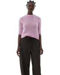 Ganni - Lilac Mohair O-neck Pullover - Lyst