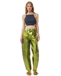 Ganni - Green Foil Stary Jeans - Lyst