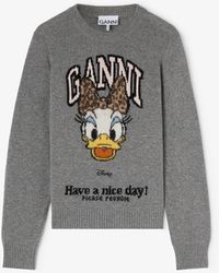 Ganni - Daisy Duck Graphic Wool Jumper - Lyst