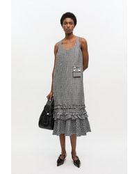 Ganni - Robe Longue À Carreaux Froissés En Taille Polyestere Recyclé - Lyst