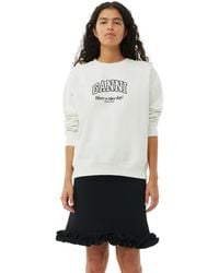 Ganni - White Grey Isoli Oversized Sweatshirt - Lyst