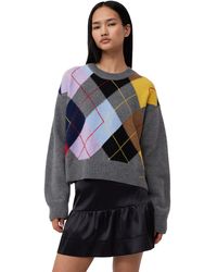 Ganni - Harlequin Wool Mix Oversized O-neck Pullover - Lyst