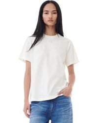 Ganni - White Basic Jersey Rhinestone Relaxed T-Shirt - Lyst
