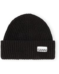 Ganni - Oversized Wool Rib Knit Mütze - Lyst