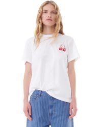 Ganni - White Thin Jersey Gogo Relaxed T-shirt - Lyst
