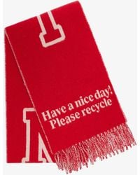 Ganni - Fringed Football Scarf Wool - Lyst