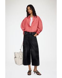 Ganni - Cropped Cargo Jeans - Lyst