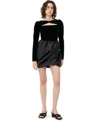 Ganni - Body Black Velvet Jersey Taille 44 Polyestere Recyclé/Spandex Manches longues - Lyst