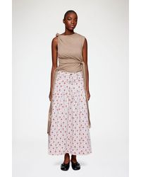 Ganni - Jupe En Denim Imprimé Coton Biologique - Lyst