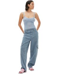 Ganni - Light Stripe Denim Cargo Trousers - Lyst